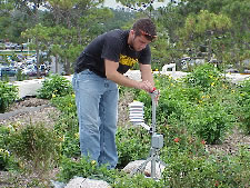 Matt Branch adjusting pyronomiter on the green roof section.